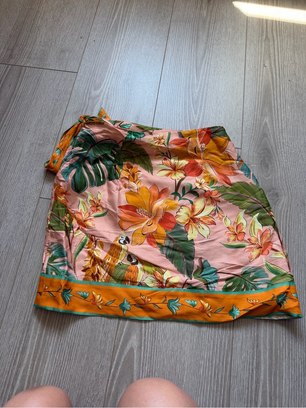 Farm Rio Birds Mini Wrap Skirt Canto Dos Passaros tropical vibrant colorful - Picture 10 of 10